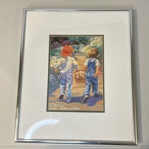 Corrine Hartley Little Boys with Puppy Framed Print